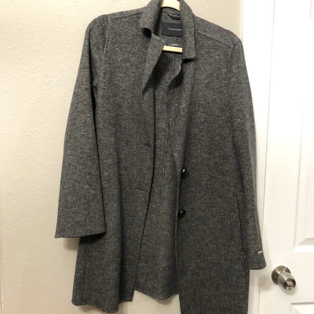 Tahari Wool Blend 'Coatigan' - Heatherd Charcoal Grey - Womens Size Small